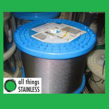 316: 3.2mm 7x7 Stainless Steel Wire Rope - 305 Metre Roll