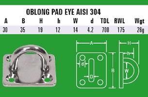 304: 5mm Oblong Pad Eye