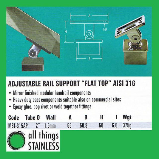 Mirror Support Rails Square Mirror Handrail Fittings – All Things Stainless